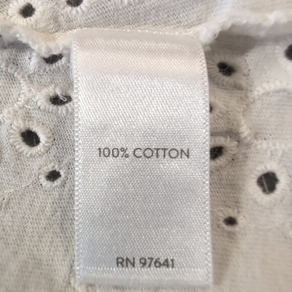 J. Jill Cream Cotton Knit Eyelet A-Line Blouse, size petite medium - Picture 7 of 10